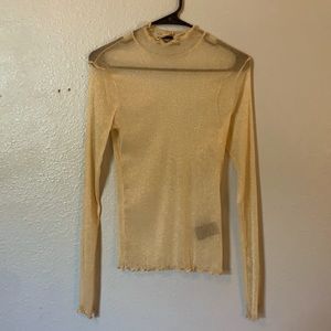 Urban Outfitters Sparkly Metallic Sheer Mesh Top
